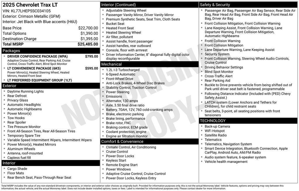 Used 2025 Chevrolet Trax LT w/ Driver Confidence Package FWD image 35