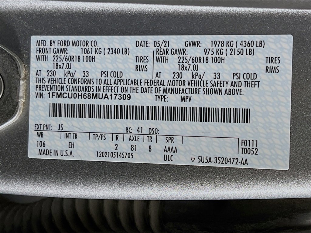 Used 2021 Ford Escape SEL w/ Technology Package image 32