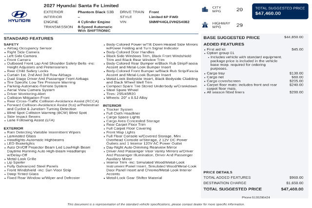 New 2027 Hyundai Santa Fe Limited FWD image 55