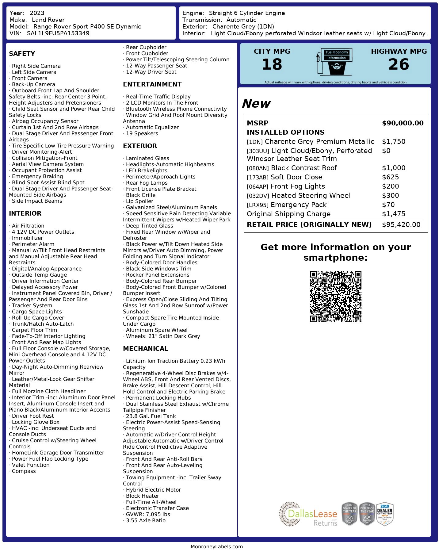 Used 2023 Land Rover Range Rover Sport SE Dynamic AWD/4WD image 3