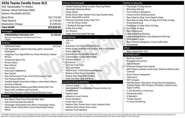 Certified 2026 Toyota Corolla Cross XLE w/ Convenience Package AWD/4WD image 34