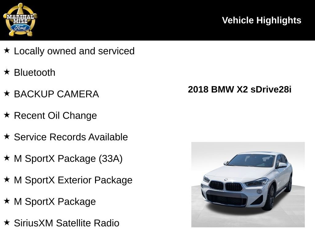 Used 2018 BMW X2 sDrive28i w/ M SportX Package FWD image 2