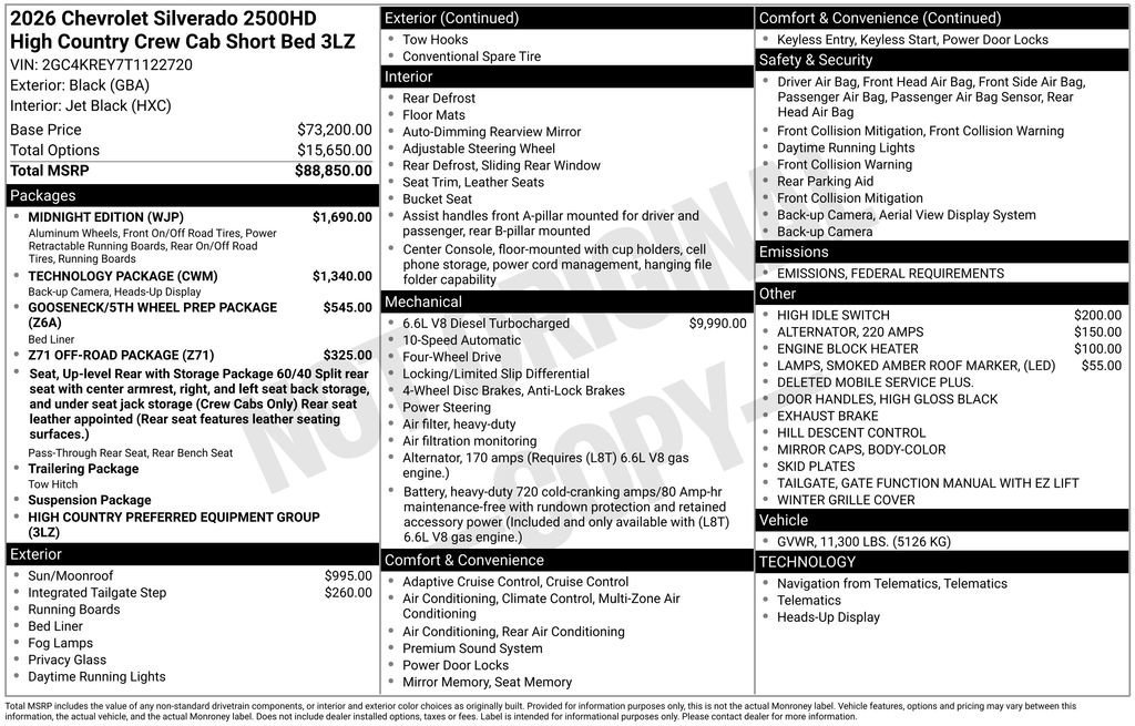 New 2026 Chevrolet Silverado 2500 High Country w/ Midnight Edition image 4