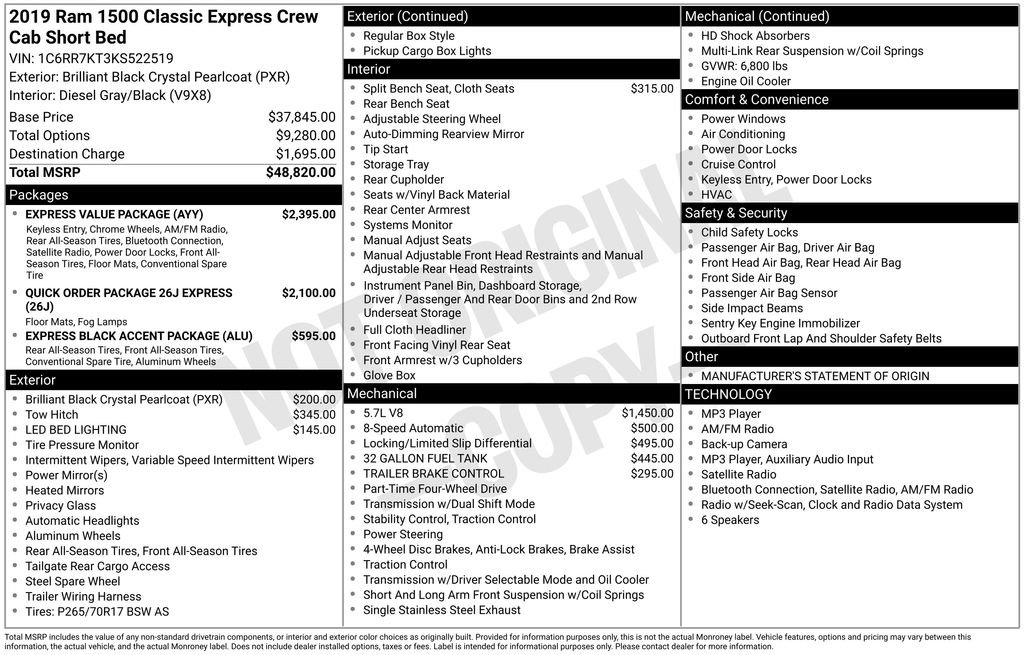 Used 2019 RAM 1500 Express w/ Express Value Package AWD/4WD image 39