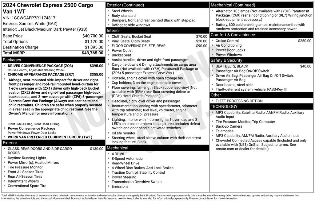 Used 2024 Chevrolet Express 2500 w/ Driver Convenience Package RWD image 12