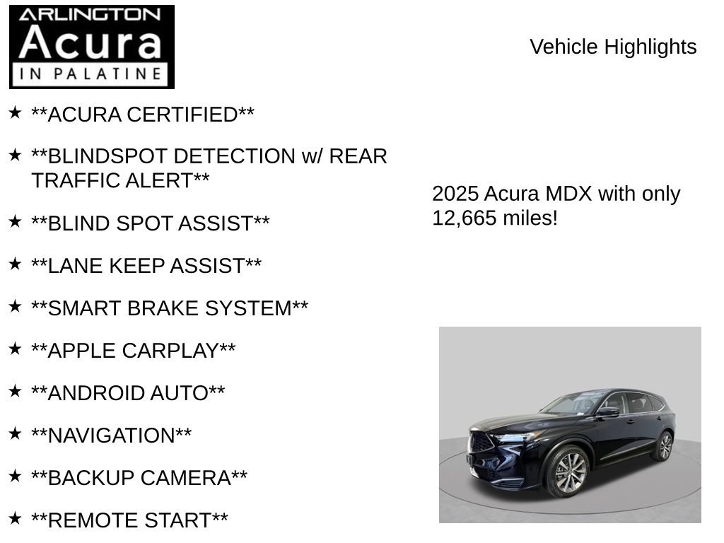 Certified 2025 Acura MDX w/ Technology Package FWD image 7