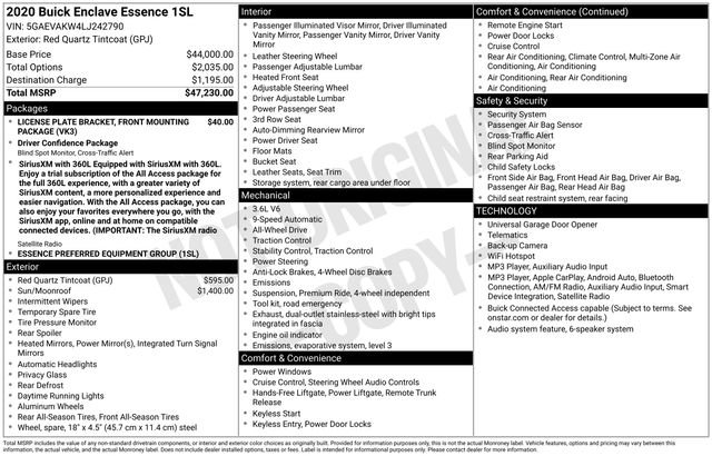 Certified 2020 Buick Enclave Essence AWD/4WD image 6