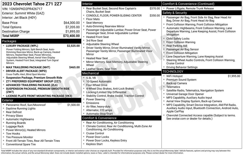 Used 2023 Chevrolet Tahoe Z71 w/ Luxury Package AWD/4WD image 36