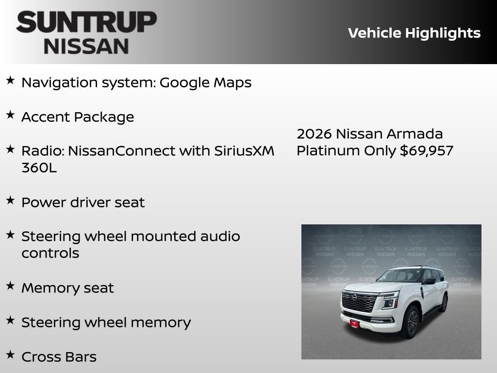 New 2026 Nissan Armada Platinum w/ Accent Package AWD/4WD image 8
