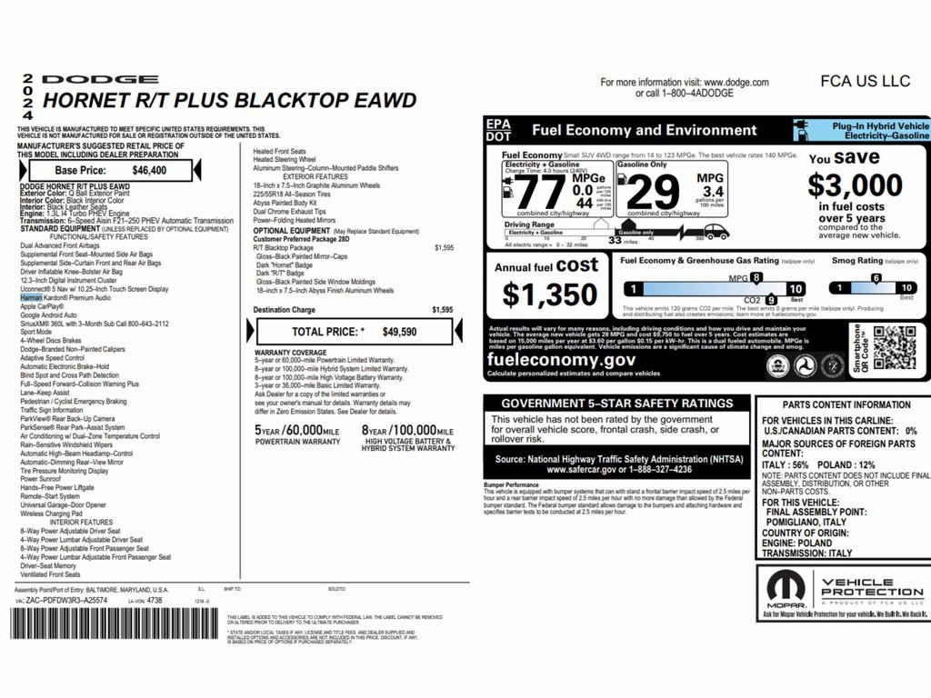 Used 2024 Dodge Hornet R/T Plus w/ R/T Blacktop Package image 2