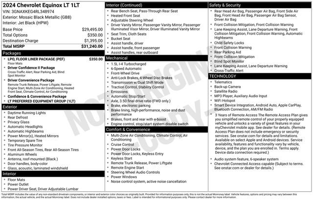 Certified 2024 Chevrolet Equinox LT w/ LPO, Floor Liner Package FWD image 6