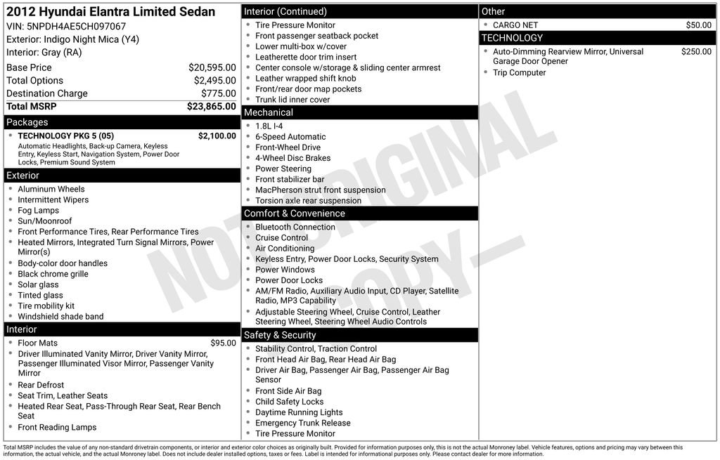 Used 2012 Hyundai Elantra Limited w/ Technology Pkg 5 FWD image 11
