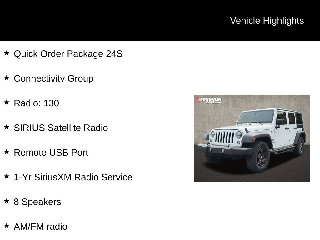 Used 2017 Jeep Wrangler Unlimited Sport w/ Quick Order Package 24S AWD/4WD video 2