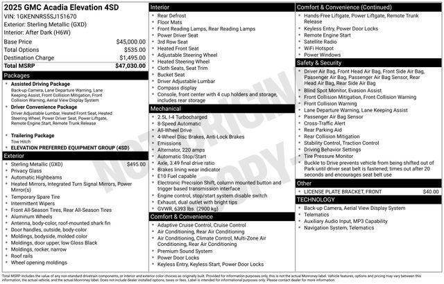 Used 2025 GMC Acadia Elevation image 44
