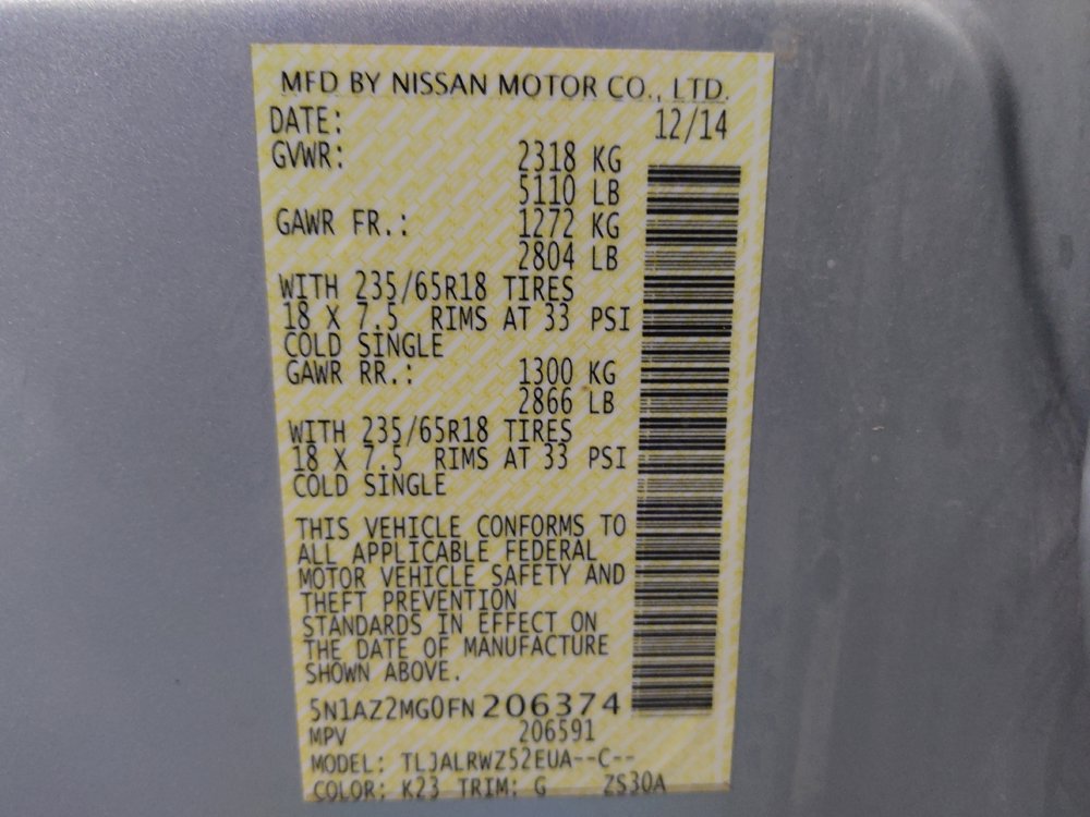Used 2015 Nissan Murano SL w/ SL Technology Package FWD image 33