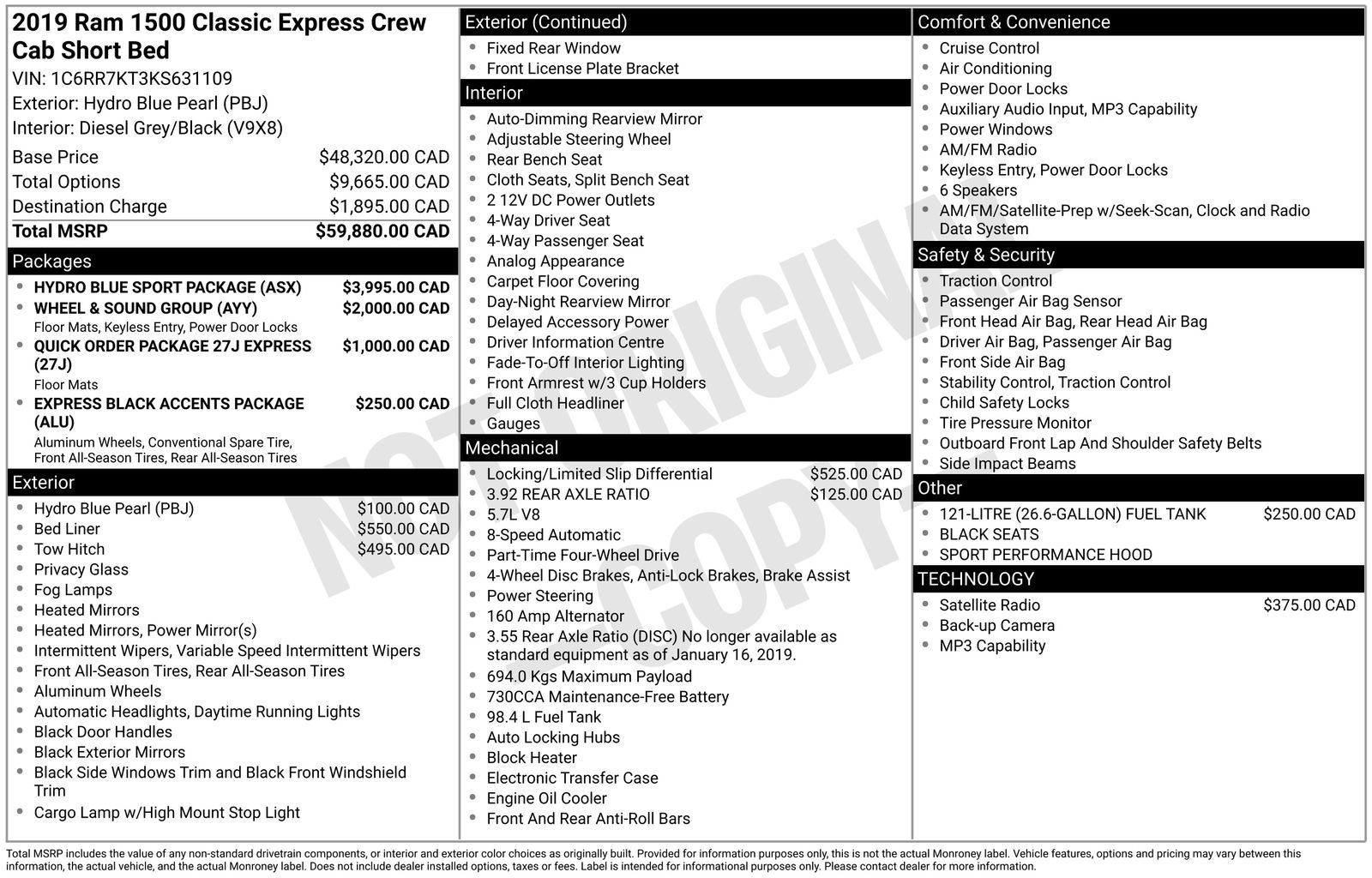 Used 2019 RAM 1500 Express w/ Hydro Blue Sport Package AWD/4WD image 16