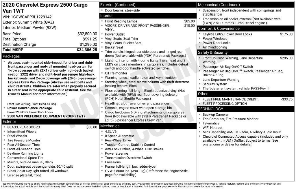 Used 2020 Chevrolet Express 2500 RWD image 35