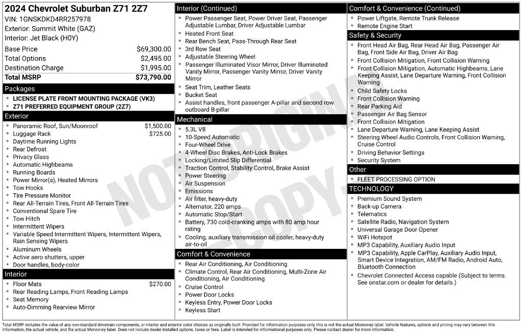 Used 2024 Chevrolet Suburban Z71 AWD/4WD image 32