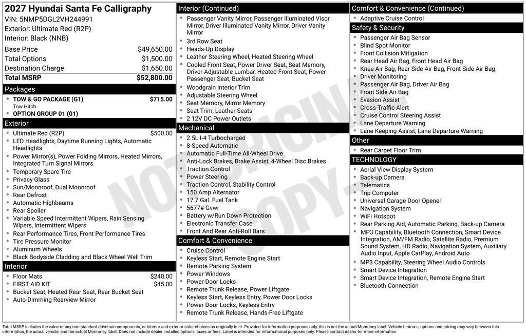 New 2027 Hyundai Santa Fe Calligraphy w/ Tow & Go Package AWD/4WD image 5