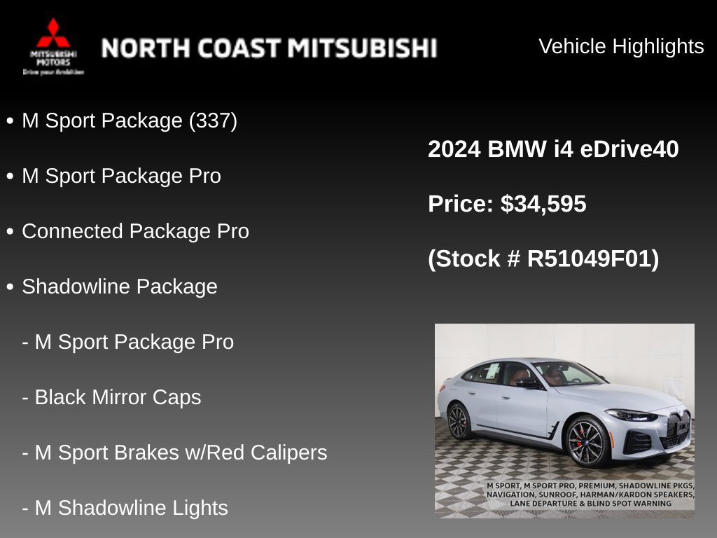 Used 2024 BMW i4 eDrive40 w/ M Sport Package RWD image 2
