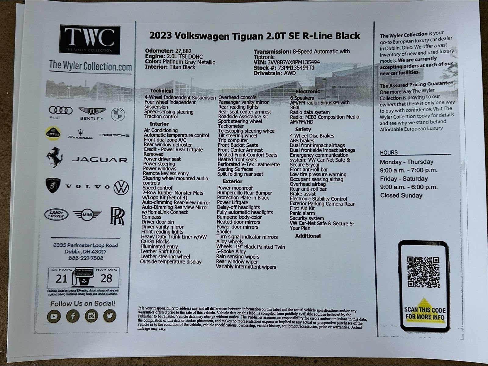 Used 2023 Volkswagen Tiguan SE R-Line AWD/4WD image 46