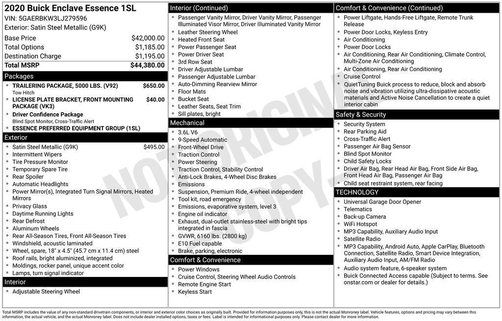 Used 2020 Buick Enclave Essence w/ Trailering Package, 5000 lbs. FWD image 9