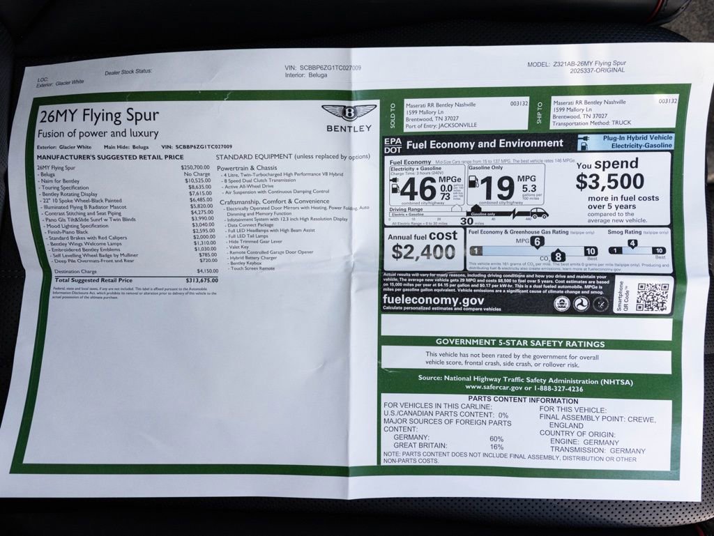 New 2026 Bentley Flying Spur Plug-In Hybrid AWD/4WD image 79