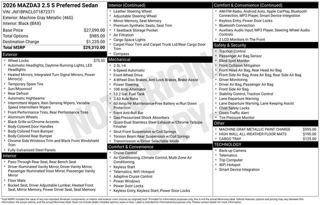 New 2026 MAZDA MAZDA3 2.5 S Sedan w/ Preferred Pkg image 9