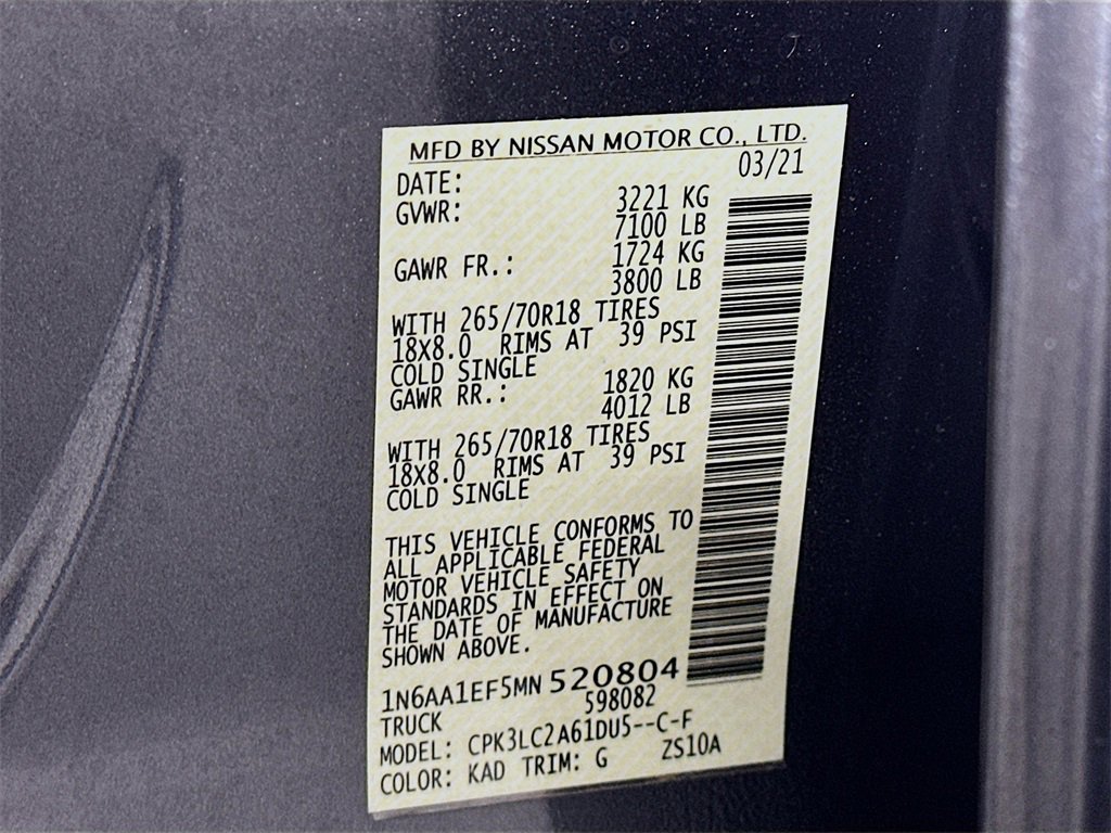 Used 2021 Nissan Titan SV w/ SV Convenience Package image 37