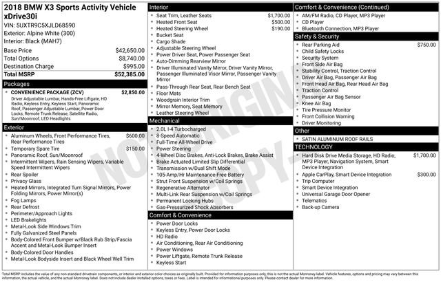 Used 2018 BMW X3 xDrive30i w/ Convenience Package image 4