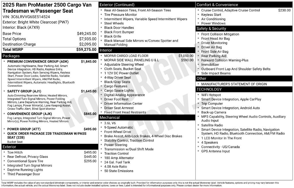 New 2025 RAM ProMaster 2500 w/ Premium Convenience Group FWD image 34