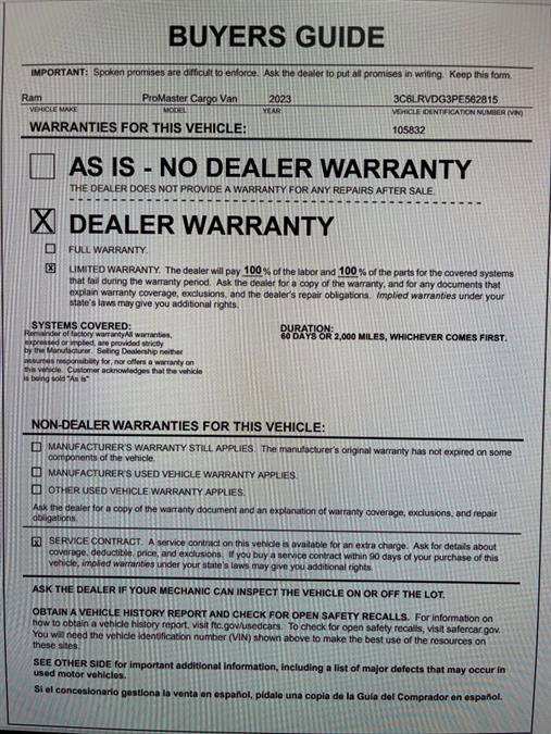 Used 2023 RAM ProMaster 2500 image 49