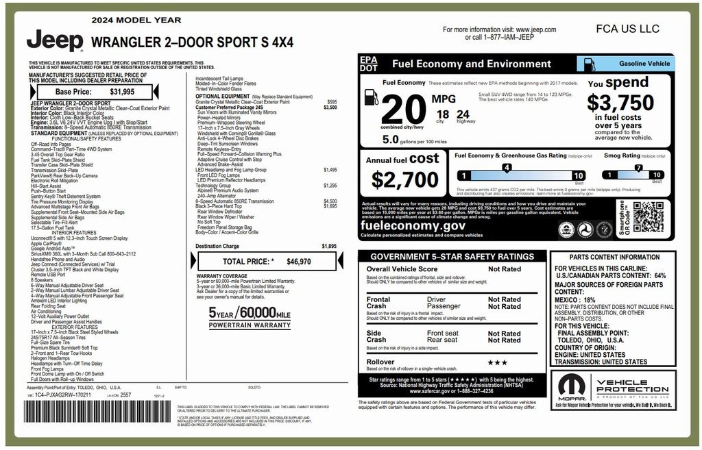 Certified 2024 Jeep Wrangler Sport S image 4