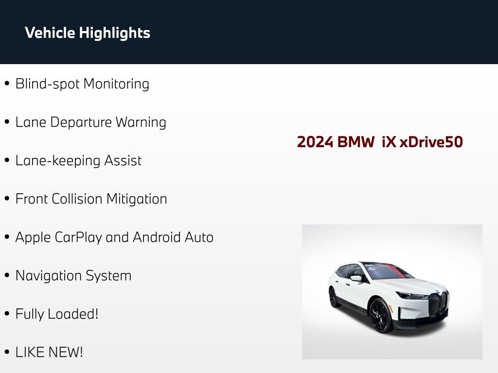 Used 2024 BMW iX xDrive50 w/ Convenience Package AWD/4WD image 84