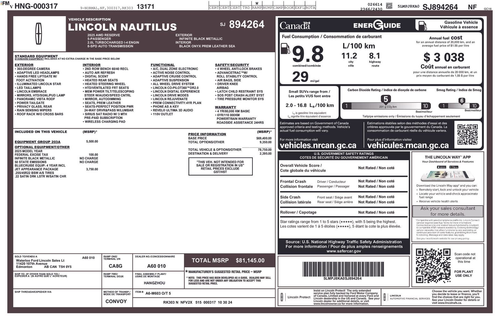 Used 2025 Lincoln Nautilus Reserve w/ Equipment Group 203A AWD/4WD image 37