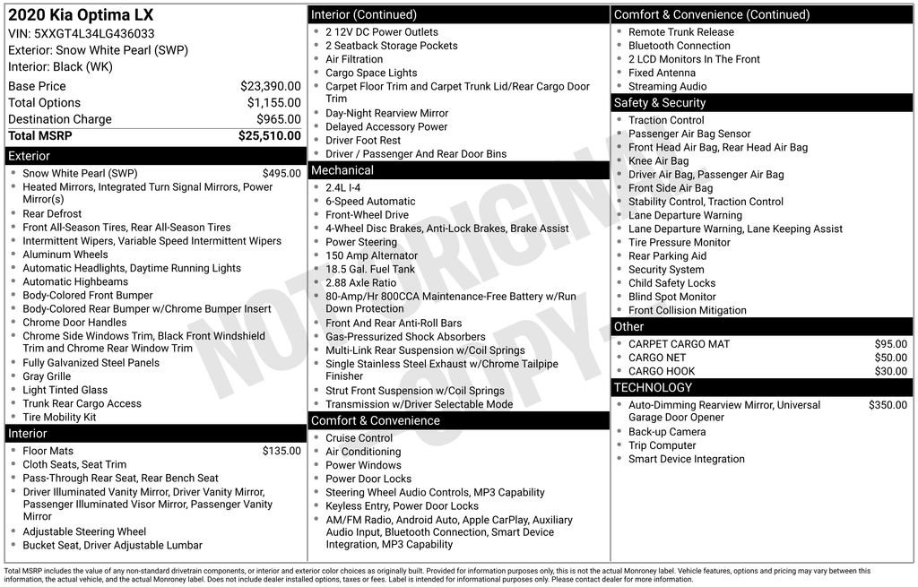 Used 2020 Kia Optima LX image 9