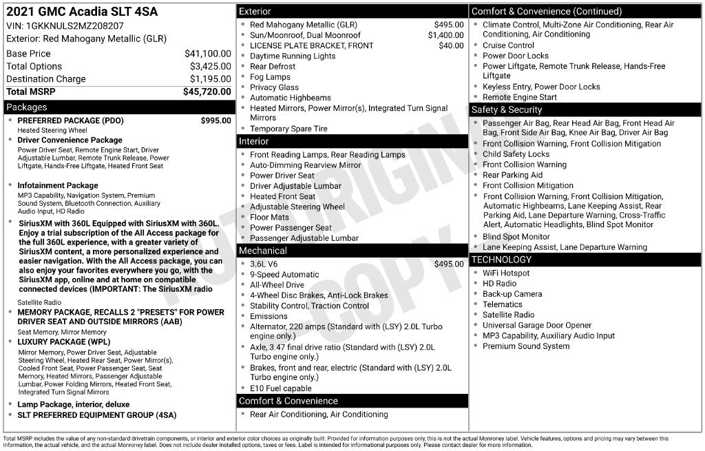 Used 2021 GMC Acadia SLT w/ Preferred Package AWD/4WD image 5