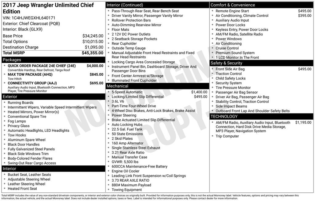 Used 2017 Jeep Wrangler Unlimited Sahara w/ Quick Order Package 24E Chief AWD/4WD image 6