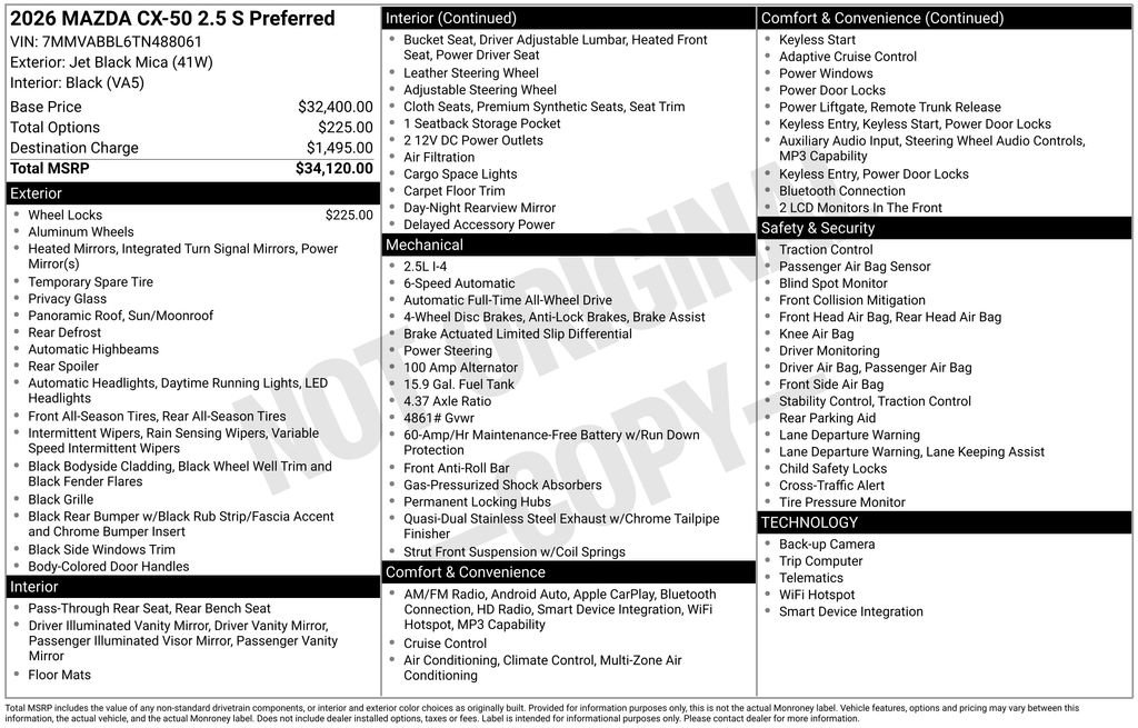 New 2026 MAZDA CX-50 AWD 2.5 S w/ Preferred Pkg image 36