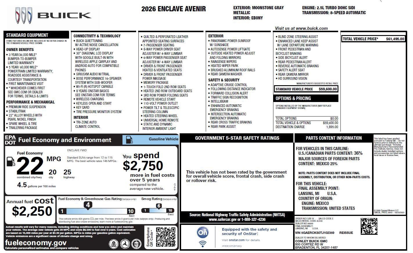 Used 2026 Buick Enclave Avenir FWD image 7