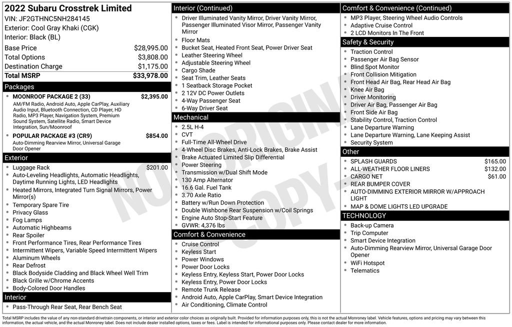 Used 2022 Subaru Crosstrek 2.5i Limited w/ Moonroof Package 2 image 3