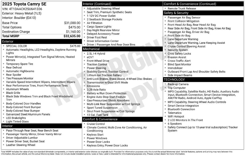 Used 2025 Toyota Camry SE FWD image 3