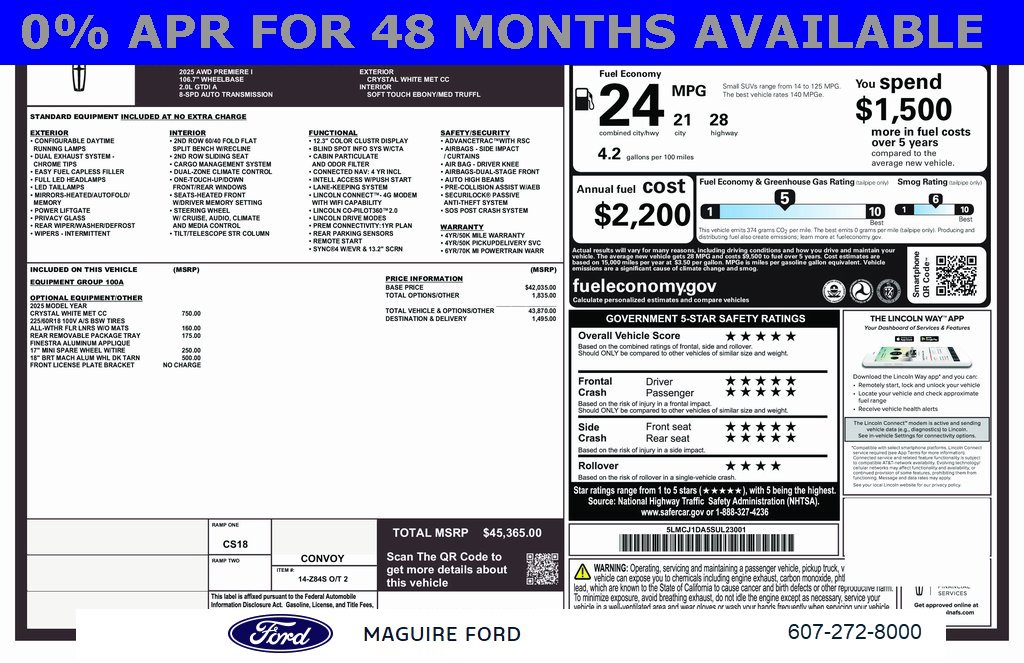 New 2025 Lincoln Corsair AWD w/ Rear Removable Package Tray image 3