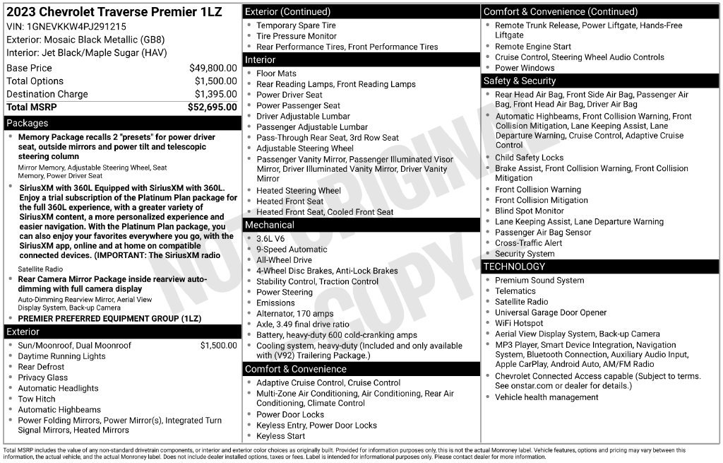 Certified 2023 Chevrolet Traverse Premier AWD/4WD image 38