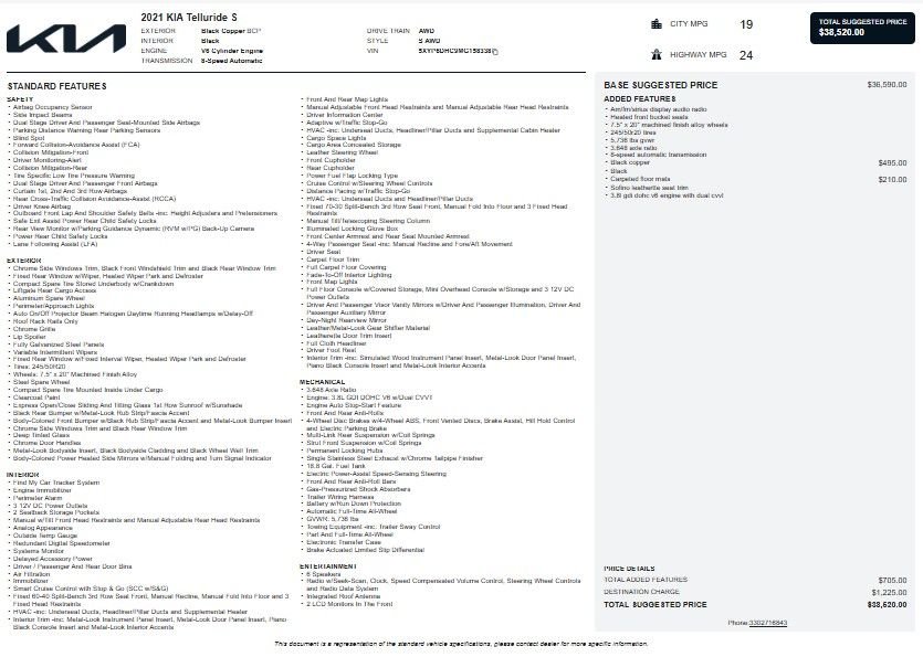 Used 2021 Kia Telluride S image 1