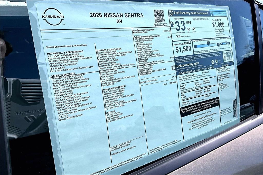 New 2026 Nissan Sentra SV w/ SV Convenience Package FWD image 12