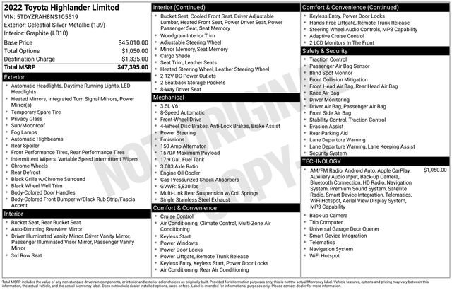 Used 2022 Toyota Highlander Limited FWD image 38
