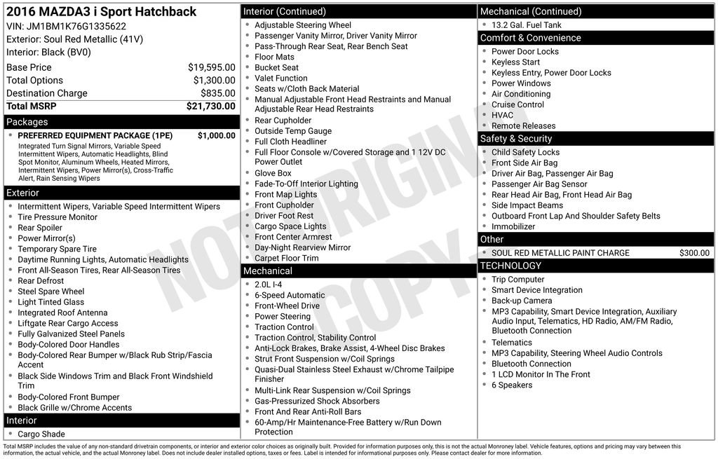 Used 2016 MAZDA MAZDA3 i Sport w/ Preferred Equipment Package FWD image 3