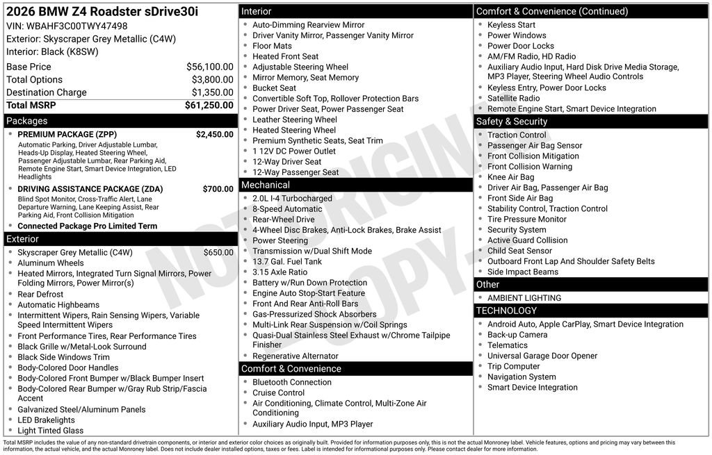 Used 2026 BMW Z4 sDrive30i image 11
