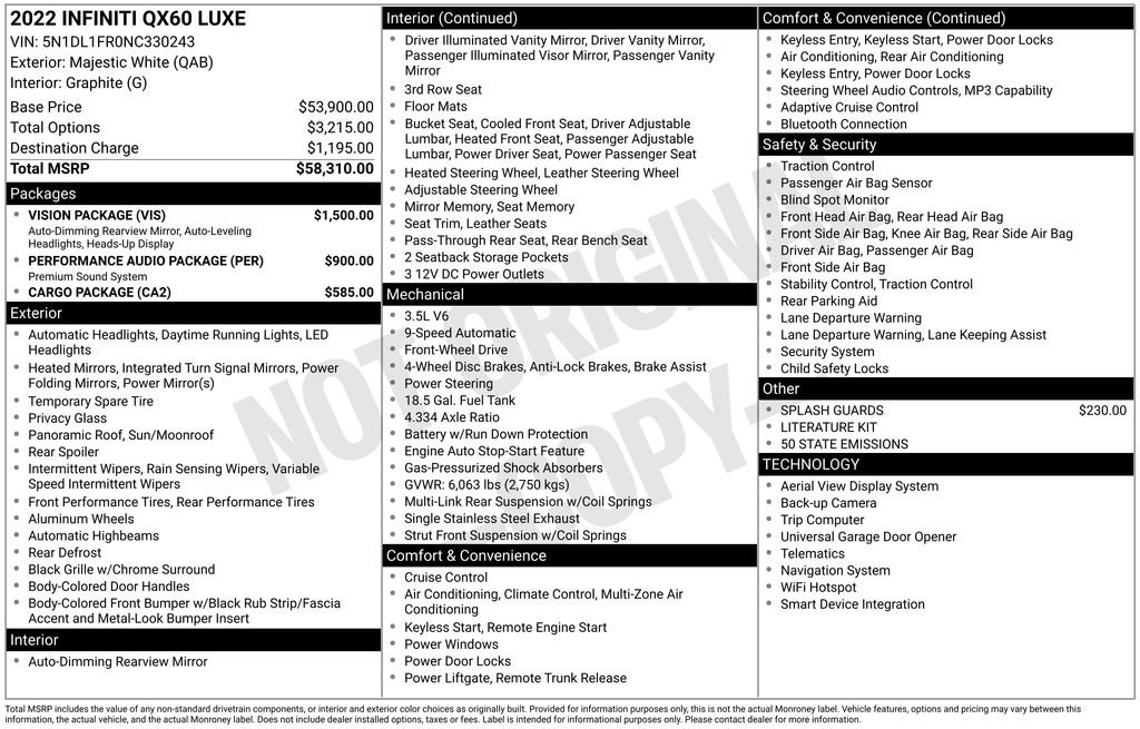 Used 2022 INFINITI QX60 Luxe w/ Vision Package image 5